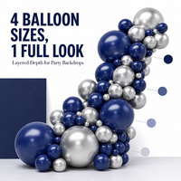 Décorations pour fête d'anniversaire, baby shower, événement de remise de diplôme, ballons en latex bleu marine et argent chromé, kit d'arche de guirlande