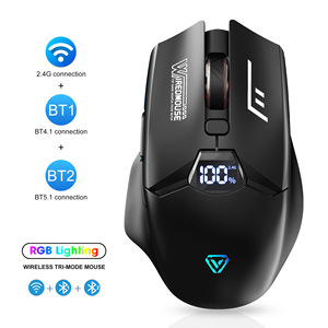 Souris de jeu sans fil à trois modes, 2.4 ghz, Bluetooth, éclairage RGB, 6 boutons, optique, silencieuse, pour PC et ordinateur portable - Product Image 3