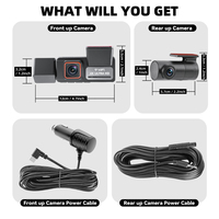Caméra embarquée 4K/1080P IPS avec WDR, 4 lumières, GPS et DVR pour enregistrement vidéo automobile, 3 caméras avant/arrière