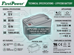 Batterie gel 12V 80Ah résistante aux basses et hautes températures pour système solaire, télécommunications, alarme, fauteuil roulant électrique, UPS - Product Image 3