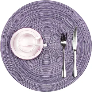 Napperon pompon tissé élégant bleu violet coton à la mode réutilisable imperméable pour les mariages-polyester en papier durable - Product Image 1