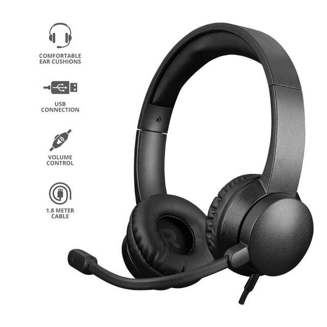 High Quality Call Center Headset Wired USB Noise Cancelling Headphone with Volume Control for Office PC Mic