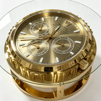 Luxuriöser Goldener Uhren-Couchtisch Moderner Designer Chronograph-Zifferblatt Gehärtetes Glas Beistelltisch für Villen und Luxuswohnungen Projekte