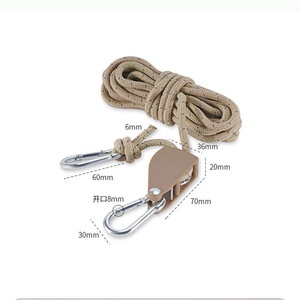 Dia 6mm * 5m Camping Ratchet Tente Guide Corde Réglable Camping Tente Corde <span class=keywords><strong>avec</strong></span> <span class=keywords><strong>Poulie</strong></span> <span class=keywords><strong>Mousqueton</strong></span> - Product Image 2