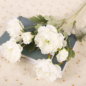 Flocked Miniature Peony <b>Artificial</b> <b>Flowers</b> Silk High Simulation Wedding Home Decoration Props - Product Image 3