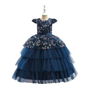 Robe de princesse formelle pour filles, robe de bal en satin et tulle brodée de fleurs, col rond, longueur cheville, robe de fête 4ourcostumes - Product Image 2