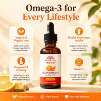 Gouttes d'Oméga 3 Véganes OEM ODM Marque Privée pour Adultes – Extrait d'Algues DHA à Base Végétale – Complément pour la Santé du Cœur, du Cerveau et des Yeux