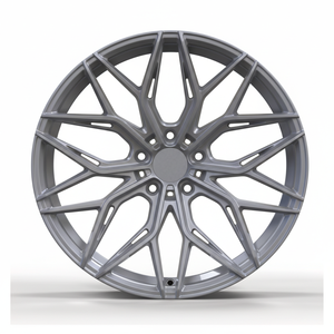 Jantes en alliage à montage décalé - Hyper Silver / Noir brillant, jantes forgées à rayons en V entrelacés pour BMW Mercedes Audi - Product Image 1