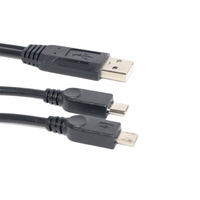 Câble de charge micro USB 2-en-1 de 30 cm avec double port USB, câble de charge en Y, cordon de charge, fil de connexion – Fourniture directe usine