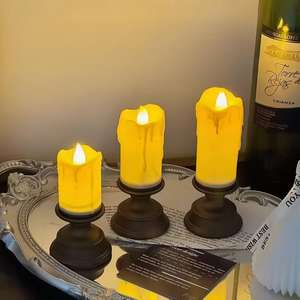 Halloween Rétro <span class=keywords><strong>LED</strong></span> Bougie Électronique Ornement En Plastique pour <span class=keywords><strong>Amazon</strong></span> Bougeoir Base Cire Atmosphère Lumière But Décoratif - Product Image 2