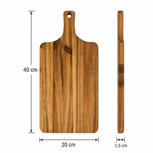 Tabla de cortar de <span class=keywords><strong>madera</strong></span> de acacia con mango, disponible en stock local en EE. UU., sin personalización, para el hogar, restaurantes, cocinas, carne, verduras y frutas. - Product Image 6