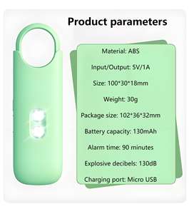 GCS Lights <span class=keywords><strong>Alarme</strong></span> d'autodéfense 130db Bouton Sos antivol Protection d'urgence <span class=keywords><strong>Alarme</strong></span> de sécurité personnelle Porte-clés pour femme - Product Image 4
