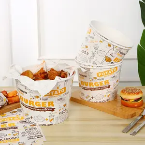 Customizável papel descartável balde engrossado entrega embalagem papel balde frito frango papel balde