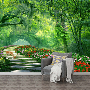 <span class=keywords><strong>Papier</strong></span> peint mural personnalisé en tissu imperméable, style rétro, paysage tropical jungle avec plantes et oiseaux, décoration murale intérieure pour salles à manger - Product Image 1