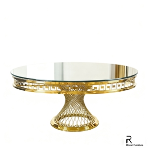 Vàng thép không gỉ sang trọng vòng bàn ăn với kính hàng đầu cho các sự kiện - Product Image 3