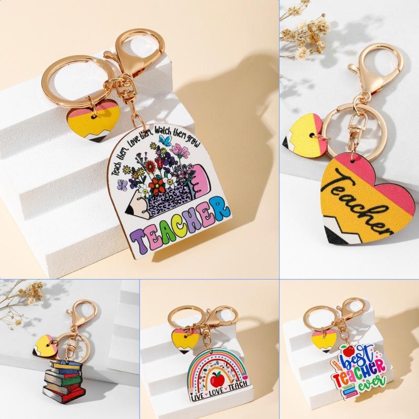 Keychains Teacheres Teacher Day Keychain Teacher Appreciation Gifts Rainbow Keyring Heart ...