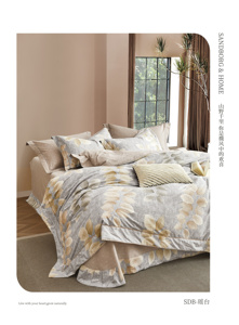 Juego de Ropa de Cama de Satén Estampado 100% Algodón Natural - <span class=keywords><strong>Funda</strong></span> de Edredón y Fundas de Almohada con Bordado de Líneas - Product Image 4