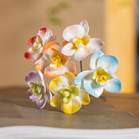 Bouquet d'orchidées papillon artificielles en céramique faites à la main, fleurs préservées, vase, décoration de salon, salle à manger, idée cadeau
