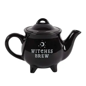 Vendita calda novità regalo accessorio di Halloween streghe Brew teiera in ceramica nera