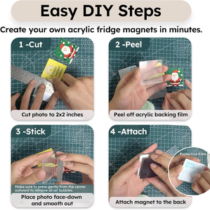 10 Pack 2"x2" Clear Acrylic DIY Fridge Magnets Set Adhesive Backing Custom Magnetic for Crafts Kitchen <b>Easter</b> Customized - Product Image 5