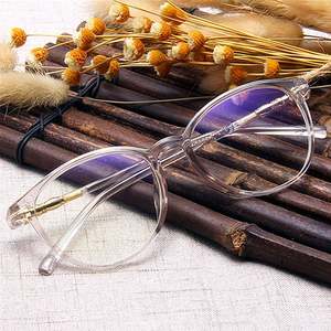 Monturas de Gafas Redondas de Plástico Transparente Vintage de Moda al por Mayor para Mujer, Monturas de Gafas Ópticas Transparentes - Product Image 1