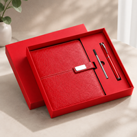 Carnet A5 personnalisable en similicuir avec couverture sans fil, stylo USB à reliure parfaite et ensemble de papier épais pour grossistes