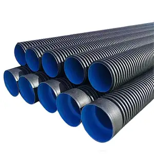 HDPE Double-wall Corrugated PE Pipes for Municipal Sewer System SN4 SN8 SN16 Plastic Culvert Pipe 18 Inch