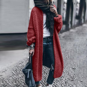 Cárdigan de punto grueso de <span class=keywords><strong>invierno</strong></span> de talla grande para <span class=keywords><strong>mujer</strong></span>, abrigo de suéter extragrande de punto grueso, cárdigan largo de punto de ganchillo pesado - Product Image 3