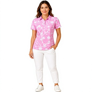 Camisa Polo con Estampado Floral Rosa para Mujer, Manga Corta, Cuello con Botones, Ligera, Verano, Golf, Informal, Proveedor Mayorista Personalizado - Product Image 2
