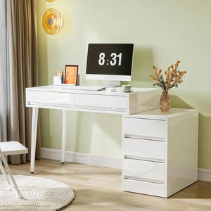 Bureau blanc avec tiroirs, bureau d'ordinateur moderne pour la famille, convertible en coiffeuse - Product Image 3