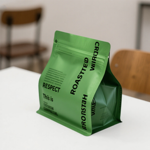 Sachet personnalisé compostable de qualité alimentaire pour café et thé, en papier kraft, avec fermeture éclair, à fond carré, type pochette stand-up - Product Image 1