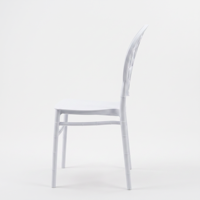 Chaise de jardin commerciale empilable en plastique PP, capacité 150 kg, dossier flocon de neige, finition mate, idéale pour hôtels, restaurants, villas et mariages
