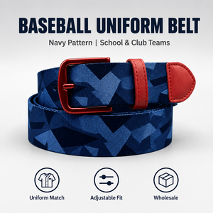 Cinturón Deportivo Ajustable con Estampado Azul Marino para Uniformes de Béisbol, Ideal para Equipos Escolares y Clubes, Venta al Por Mayor - Product Image 1