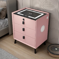 Casier de rangement convertible en bambou de luxe simple et moderne Table de chevet tricolore intelligente Armoire de chevet complète Petits appartements