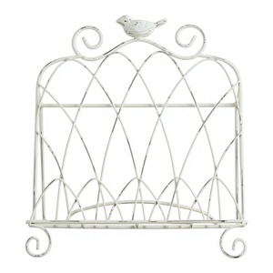<b>Bird</b> Design Wrought Iron Metal Cook Book <b>Stand</b> Holder Racks White Color for Home Office Living Room Decoration Book <b>Stand</b> - Product Image 1