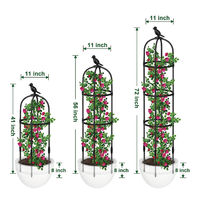 Rostfreier Metall-Gartenobelisk Spalier 6 Fuß Modernes Design Outdoor Rosenbusch Kletterpflanzen Blumenstütze Pulverbeschichtet