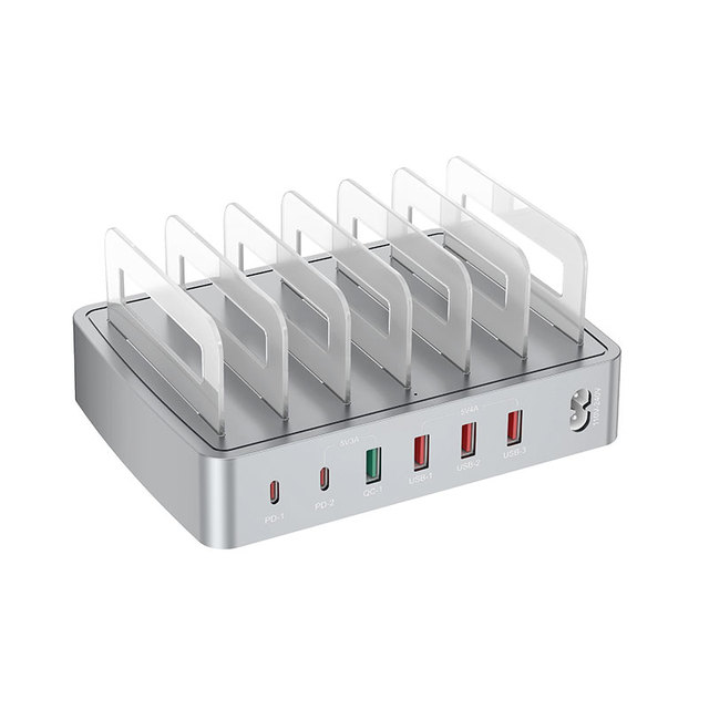 USB Charging Station 72W 6 Port USB C Charger with 45W PD Fast USB Multi Port Charger Dock for iPhone 16/15/14/13 iPad Tablets
