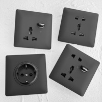 Interruptor de Luz de Pared para el Hogar con Panel de PC de Diseño Reciente, 16A Alemán, 13AUK USB, Enchufe Universal 146, Acabado Negro Mate Suave como la Piel de un Bebé, Moderno