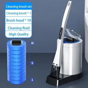 Коврик для ванной комнаты, одноразовые чистящие средства и держатель для туалетной щетки набор с 10 насадки для зубной щетки моющее средство для удобного использования