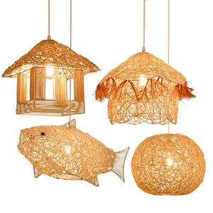 Lámpara Colgante de Ratán y Acero Inoxidable, Estilo Pagoda, Bombilla LED E26, Luz Blanca Cálida 3500K, Dorado, Altura Ajustable, para Sala de Estar, Tamaño Grande - Product Image 4