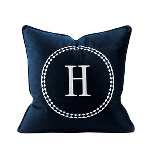 Decorative Throw <strong>Pillow</strong> Covers 18*18 Square Couch <strong>Pillow</strong> Covers Velvet Embroidered Sofa Boho Cushion <strong>Pillows</strong> <strong>Navy</strong> - Product Image 1