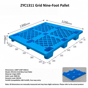 Günstige Leichtlast 9 Fuß HDPE Euro-Palette Einseitig 4-Wege Industrielle Lagerregal-Flachpalette - Product Image 4