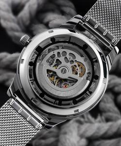 Carl Vinson Men's <b>Automatic</b> Mechanical <b>Watch</b> | <b>Skeleton</b> Dial · Luminous Hands · Water Resistant · Steel Mesh Strap - Product Image 2