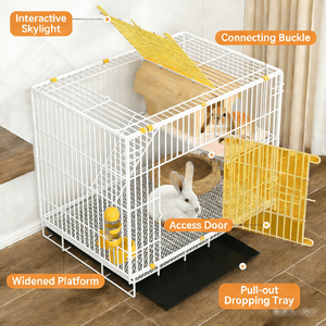 <span class=keywords><strong>Cage</strong></span> pour animaux de compagnie pliable en métal de qualité supérieure, respirante, à motif uni, petite taille, haute durabilité, avec plateau en plastique - Product Image 2