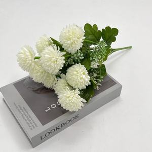 Bouquet de fleurs artificielles en chrysanthème simulé, <span class=keywords><strong>fleur</strong></span> en soie, boule sacrificielle, chrysanthème, <span class=keywords><strong>fleur</strong></span> de balayage pour tombe - Product Image 1