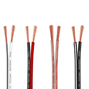 2 core OFC transparent or red black parallel flat audio cable ofc speaker wire