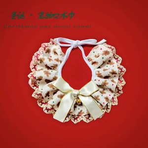 Baberos navideños para mascotas con ribete de encaje, bufandas decorativas para perros y gatos, accesorios de invierno de estilo festivo para mascotas - Product Image 5