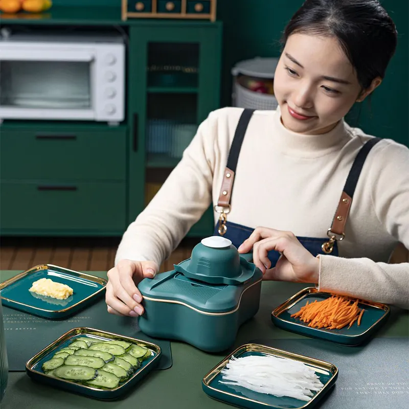 Yiehoom חכם מבצע פלסטיק נירוסטה חותך ירקות מגרסה מבצע ידני מזון ופר ירקות קאטר