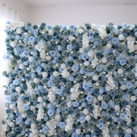 Maßgefertigte Blaue Weiche Blumenwand-Dekoration Einfach zu Montieren 5D 3D Seidenrosen-Panel für Hochzeitszeremonie Events Wandhintergrund