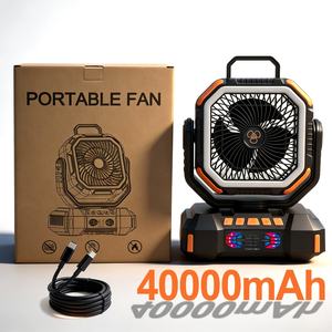 40000mAh Electric Portable Camping Fan <b>LED</b> <b>Lantern</b> Button Control <b>Rechargeable</b> Battery for Outdoor Car Use-Oscillating Low Noise - Product Image 3